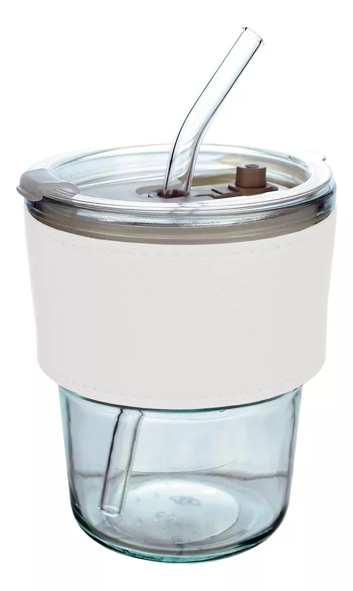 Vaso De Vidrio Hermético Con Bombilla De